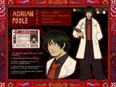 My RE OC ref sheet! (Base ref + unshaded headshot + complex bg pattern and/or border pattern [139])