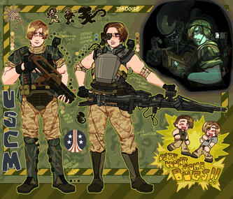 Jill + Leon - my Alien AU! (Base ref + additional character +additional view + two halfbodies [$278])