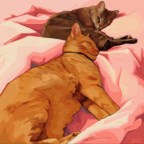 My kitties!!! ($80 fullbody + 60% for additional animal [$128])